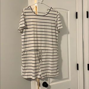 White romper with black stripes!